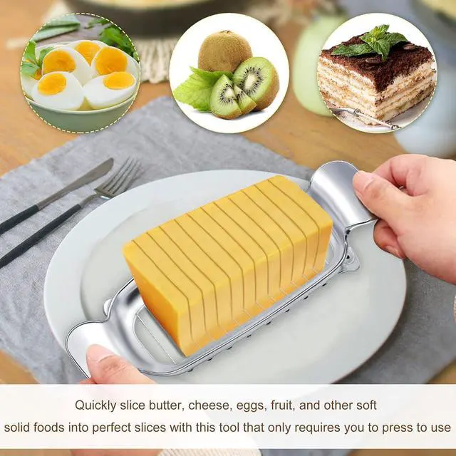 Alt view image 5 of 6 - Stainless Steel Cheese Cutter and Butter Slicer | Multifunctional Kitchen Food Tool for Square Block Cheeses and Butter Stick