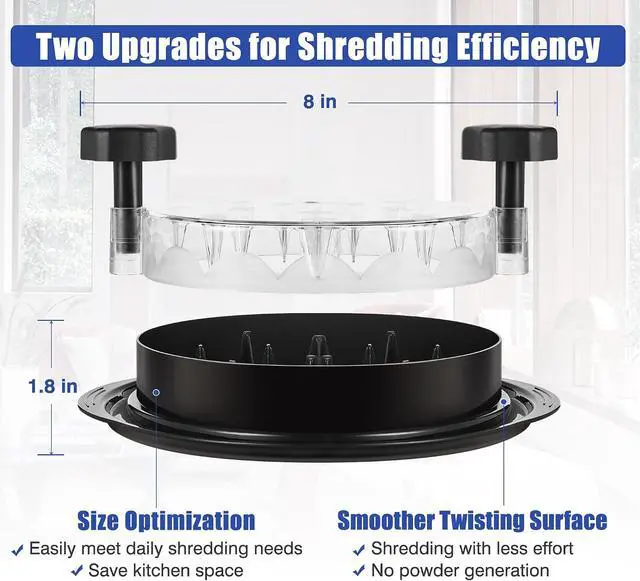Alt view image 4 of 7 - Chicken Shredder Tool Twist, Food-Grade Meat Shredder, Black | 2026 Pro, Visible Lid, Strong Anti-Slip Base, Ergonomic Handle, Chicken Breast Shredder, Suitable for Pork Beef Chicken