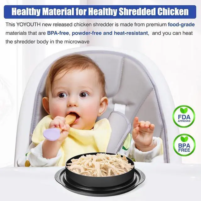 Alt view image 5 of 7 - Chicken Shredder Tool Twist, Food-Grade Meat Shredder, Black | 2026 Pro, Visible Lid, Strong Anti-Slip Base, Ergonomic Handle, Chicken Breast Shredder, Suitable for Pork Beef Chicken