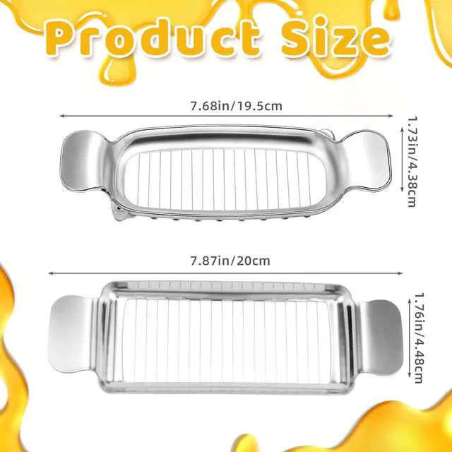 Alt view image 2 of 7 - 2pcs Butter and Cheese Slicer Cutter, Stainless Steel Block Cheese Cutter Multipurpose Handheld Butter Slicing Food Tool for Precise Slicing Eggs Soft Fruits Dishwasher Washable