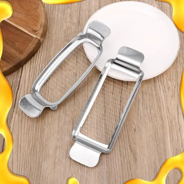 Alt view image 3 of 7 - 2pcs Butter and Cheese Slicer Cutter, Stainless Steel Block Cheese Cutter Multipurpose Handheld Butter Slicing Food Tool for Precise Slicing Eggs Soft Fruits Dishwasher Washable