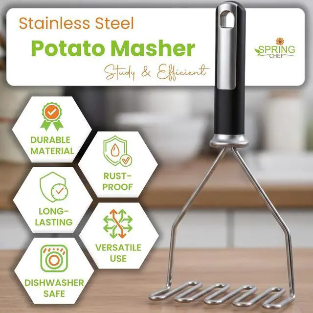 Alt view image 2 of 7 - Spring Chef Stainless Steel Potato Masher, Heavy Duty Mashed Potato Smasher | Fruit & Food Smasher For Avocado, Banana, Eggs - Bean Smasher Tool - Durable Metal Mashing Kitchen Tool, Dishwasher Safe