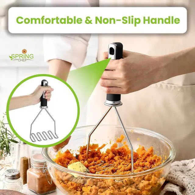 Alt view image 4 of 7 - Spring Chef Stainless Steel Potato Masher, Heavy Duty Mashed Potato Smasher | Fruit & Food Smasher For Avocado, Banana, Eggs - Bean Smasher Tool - Durable Metal Mashing Kitchen Tool, Dishwasher Safe