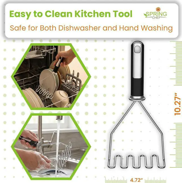 Alt view image 5 of 7 - Spring Chef Stainless Steel Potato Masher, Heavy Duty Mashed Potato Smasher | Fruit & Food Smasher For Avocado, Banana, Eggs - Bean Smasher Tool - Durable Metal Mashing Kitchen Tool, Dishwasher Safe