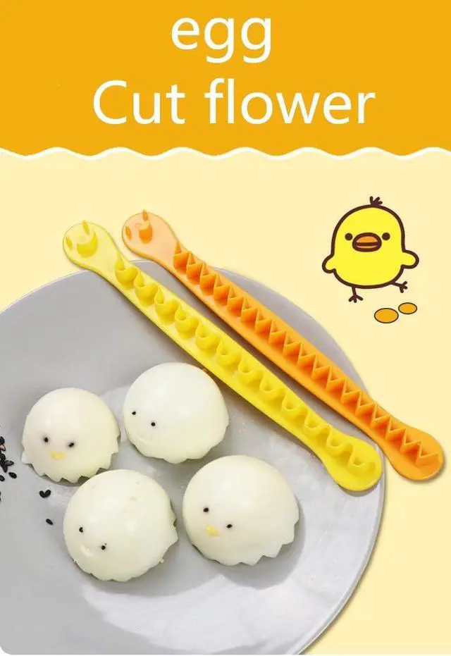 Alt view image 2 of 5 - 2 Pieces Egg Slicer,Egg Cutter,Egg Cutter for Hard Boiled Eggs,Cute Shape for Children's Bento Lunch Dishwasher Safe and Easy to Clean 2 Slicing Styles