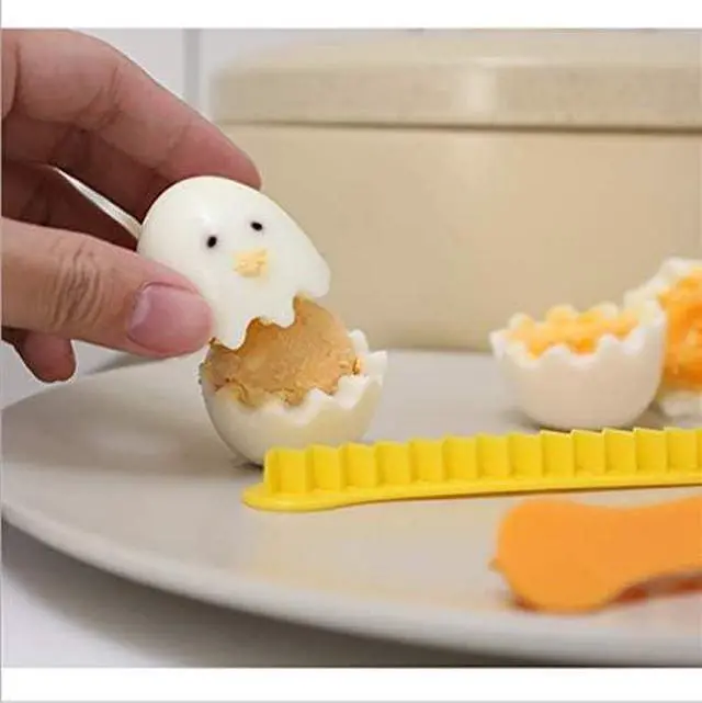 Alt view image 5 of 5 - 2 Pieces Egg Slicer,Egg Cutter,Egg Cutter for Hard Boiled Eggs,Cute Shape for Children's Bento Lunch Dishwasher Safe and Easy to Clean 2 Slicing Styles