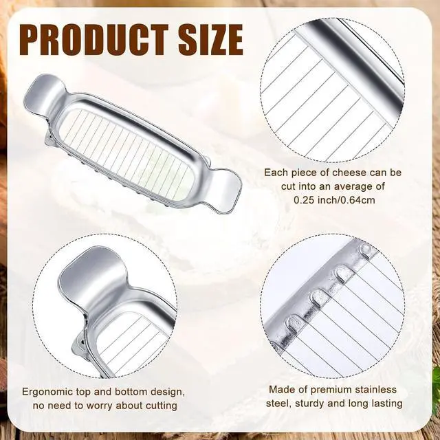 Alt view image 3 of 7 - Stainless Steel Butter Slicer, Cheese Cutter with Ergonomic Handle | Stainless steel wire, for butter,cheese,egg&fruit cutting, ergonomic handle, easy slicing, kitchen food tool, cheese slicer