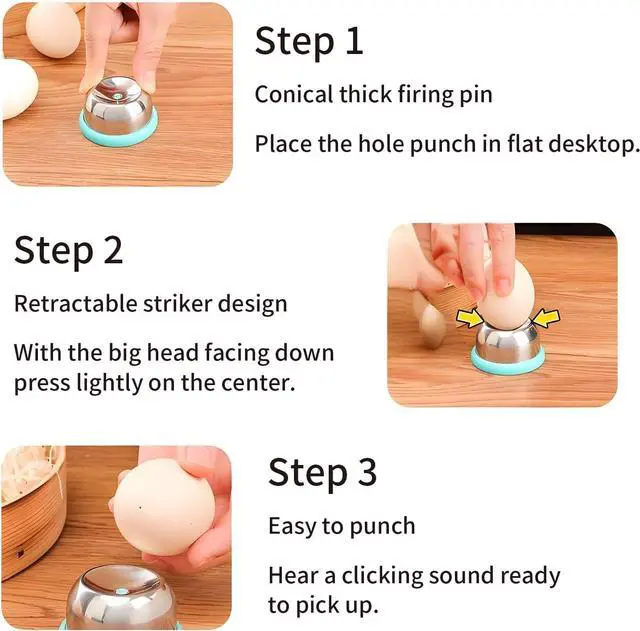 Alt view image 4 of 5 - Egg Piercer for Raw Eggs, Stainless Steel Egg Poker, Green | Stainless Steel Needle, Retractable Pin for Boiling Eggs, Peeler to Get Good Hard Boiled Eggs
