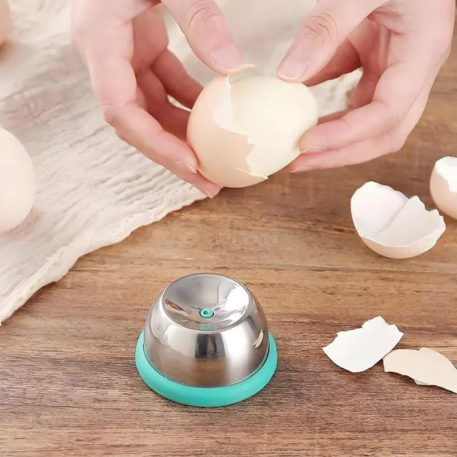 Alt view image 5 of 5 - Egg Piercer for Raw Eggs, Stainless Steel Egg Poker, Green | Stainless Steel Needle, Retractable Pin for Boiling Eggs, Peeler to Get Good Hard Boiled Eggs