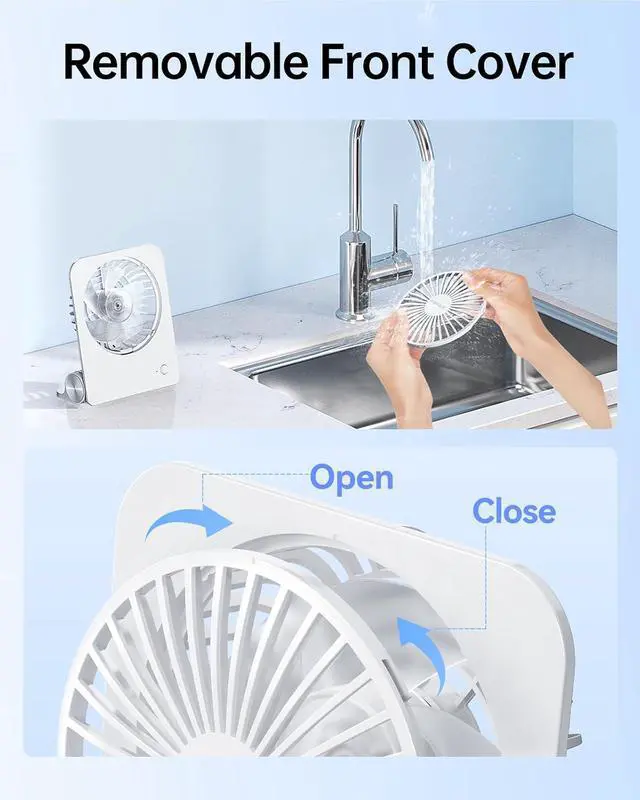 Alt view image 7 of 7 - TriPole Desk Fan Small Portable Fan 2000 mAh Rechargeable Battery, 4.5 Inch | 180° Tilt Folding, Fast Charging, Quiet Mini Travel Fan with 3 Speeds Adjustable for Home Office Desktop