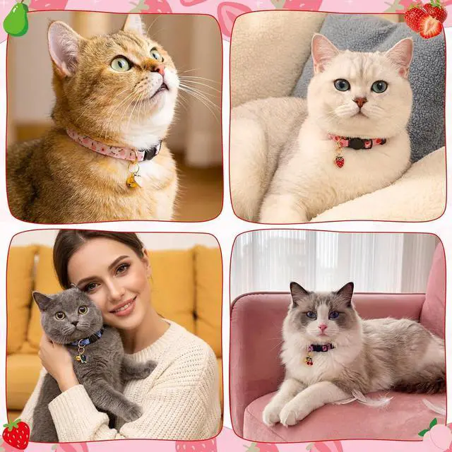 Alt view image 5 of 7 - 9 Pack Breakaway Cat Collars with Bells Fruit Pendants | Adjustable Safety Fruit Cat Collar with Bell Ideal for Girl Boy Cats