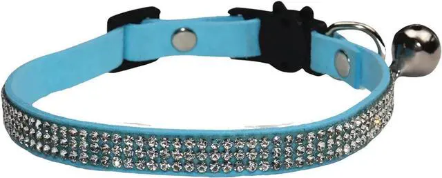Main image of Rhinestones Cat Collars - Adjustable Bling Pet Collars with Breakaway Safety, Bells - Soft Velvet for Cats & Small Dogs (Blue)