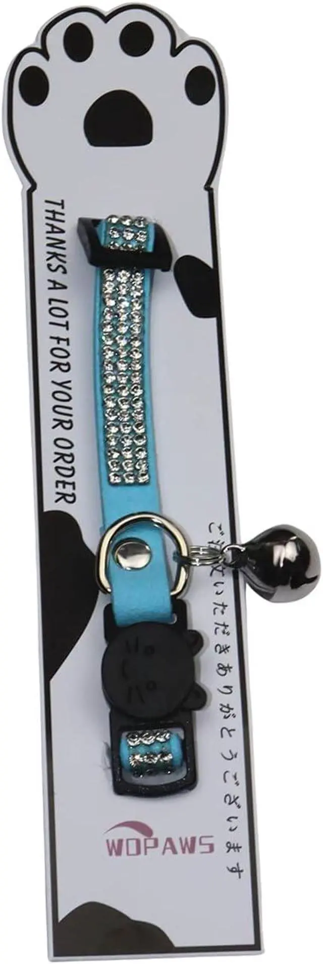 Alt view image 4 of 7 - Rhinestones Cat Collars - Adjustable Bling Pet Collars with Breakaway Safety, Bells - Soft Velvet for Cats & Small Dogs (Blue)