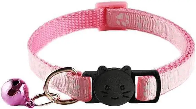 Alt view image 3 of 5 - 2 Pack Breakaway Cat Collars with Bells, Reflective Design and Claw Print Design, Safety Buckle Kitten Collars Adjustable from 7.5 to 12.5 Inches (Pink)