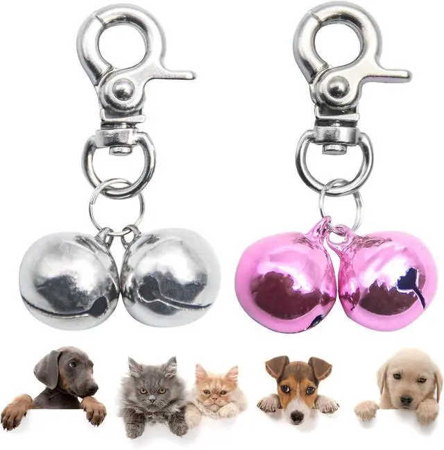 Main image of SCENEREAL Bells for Dog Collars - 2 Pack Pet Hanging Ring Bell Accessories for Dog & Cat, Pet Pendant Collar Charm with Heavy Duty Snap Clips, Sliver Bells for Tracking and Training Christmas Gift