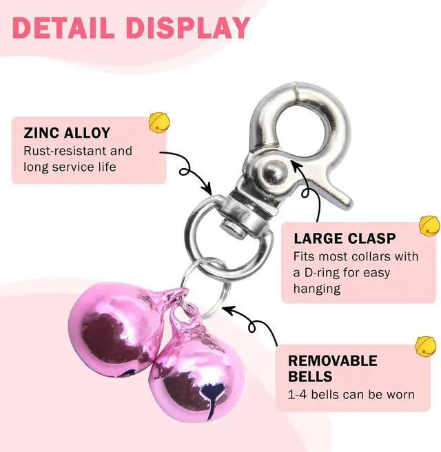 Alt view image 2 of 7 - SCENEREAL Bells for Dog Collars - 2 Pack Pet Hanging Ring Bell Accessories for Dog & Cat, Pet Pendant Collar Charm with Heavy Duty Snap Clips, Sliver Bells for Tracking and Training Christmas Gift
