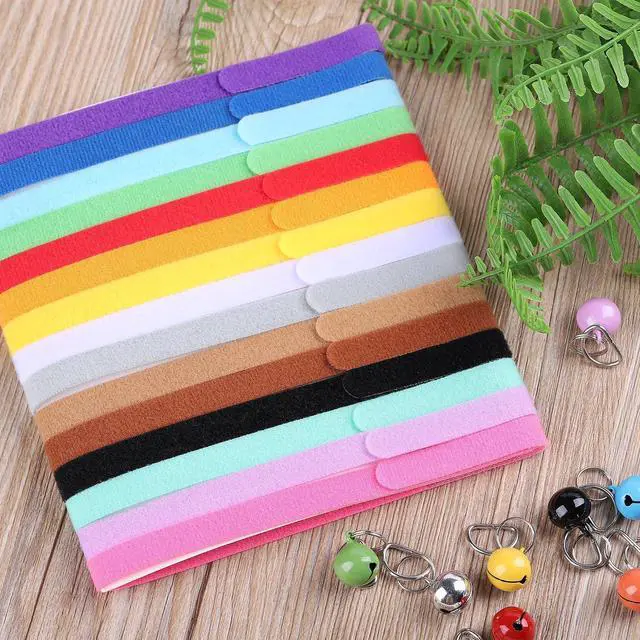 Alt view image 5 of 7 - Whaline Kitten Puppy Collar with Bell Multicolor Double-Sided Soft Plush Whelping Pet ID Collars for Small Newborn Puppies Kitten Cat Dog, 15pcs