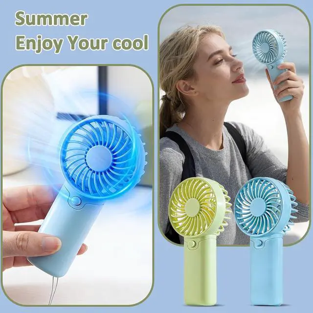 Alt view image 4 of 7 - Portable Handheld Fan, AAA Battery Powered Mini Fan, No Charging Needed, Quiet Personal Cooling Fan Lightweight Small Fan (green)