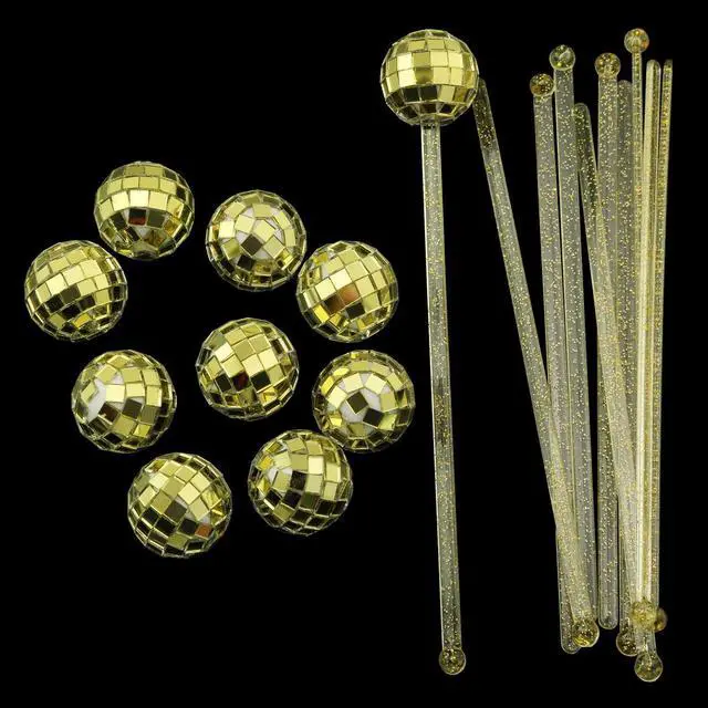 Alt view image 6 of 7 - XGNG 12PCS Gold Cocktail Stirrers Disco Ball Drink Stirrers Cocktail Disco Ball Swizzle Sticks Glitter Drink Stirrers for Last Disco Bachelorette Wedding Bar Party