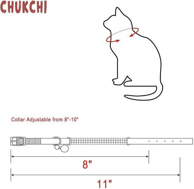Alt view image 2 of 2 - CHUKCHI Soft Velvet Safe Cat Adjustable Collar Bling Diamante with Bells,2 Pcs Black+Red