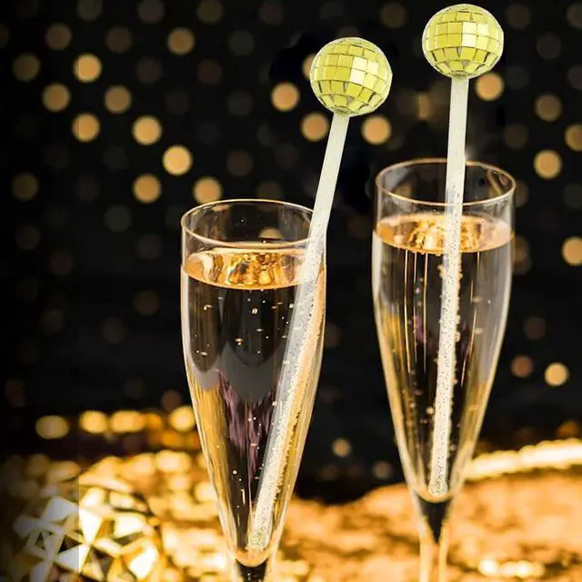 Alt view image 7 of 7 - XGNG 12PCS Gold Cocktail Stirrers Disco Ball Drink Stirrers Cocktail Disco Ball Swizzle Sticks Glitter Drink Stirrers for Last Disco Bachelorette Wedding Bar Party
