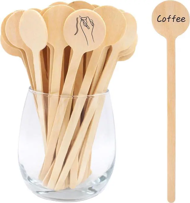 Main image of 6 In 100Pcs Round Ends Coffee Stirrers, Disposable Eco-Friendly Biodegradable Cafe Grade Coffee Stir Sticks (100pcs)
