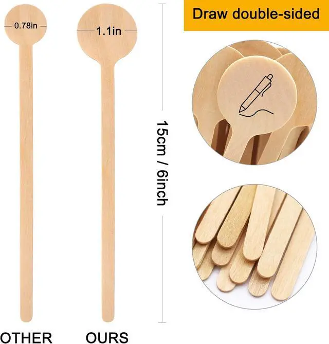 Alt view image 2 of 6 - 6 In 100Pcs Round Ends Coffee Stirrers, Disposable Eco-Friendly Biodegradable Cafe Grade Coffee Stir Sticks (100pcs)