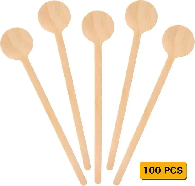 Alt view image 3 of 6 - 6 In 100Pcs Round Ends Coffee Stirrers, Disposable Eco-Friendly Biodegradable Cafe Grade Coffee Stir Sticks (100pcs)