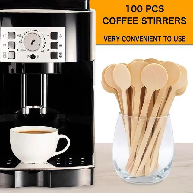 Alt view image 6 of 6 - 6 In 100Pcs Round Ends Coffee Stirrers, Disposable Eco-Friendly Biodegradable Cafe Grade Coffee Stir Sticks (100pcs)