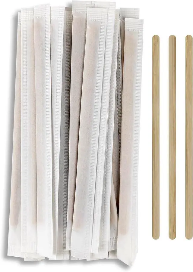 Main image of 50 Pack Coffee Stirrers, Disposable 5.5" Wooden Coffee Stirrers, Individually Wrapped Stir Sticks for Coffee Bar, Cocktail (50 Pack)