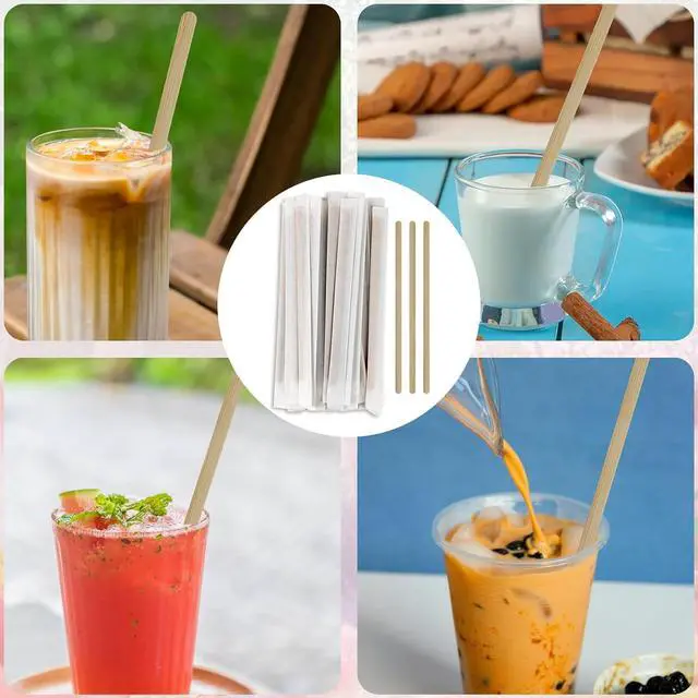 Alt view image 6 of 7 - 50 Pack Coffee Stirrers, Disposable 5.5" Wooden Coffee Stirrers, Individually Wrapped Stir Sticks for Coffee Bar, Cocktail (50 Pack)