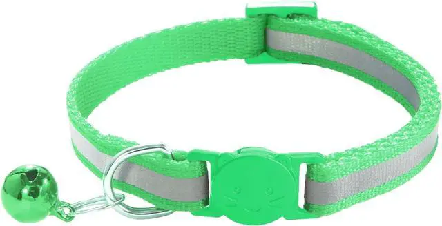 Alt view image 4 of 5 - 2 Pack Cat Collars - Reflective, Breakaway Design with Bells, Adjustable from 7.5 to 12.5 Inches, Ideal Kitten Collar for Both Girls & Boys (Light Green)