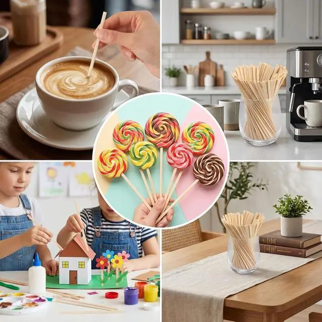 Alt view image 6 of 7 - 800 Wooden Coffee Stirrers, 5.5 Inch Stir Sticks For Hot And Cold Drinks | Smooth Burr-Free Wood, Sturdy In Hot Drinks, Odor-Free, For Coffee Tea Milk, Home Office Cafe Use