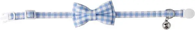 Alt view image 6 of 7 - AIITLE Breakaway Cat Collar with Bow Tie, Detachable Kitten Collars, Blue | Quick-Release Safety Buckle, Adjustable Collars, Plaid Pattern, Lightweight, for Kittens, Daily Wear, Parties, Holidays