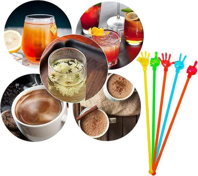 Alt view image 6 of 7 - 20 Pcs Colorful Cute finger shape modeling art cocktail stick cocktail juice drink decoration stirring stick bar supplies,Cocktail Coffee Drink Stirrers