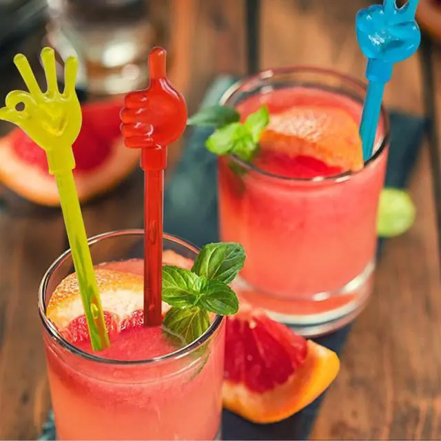 Alt view image 5 of 7 - 20 Pcs Colorful Cute finger shape modeling art cocktail stick cocktail juice drink decoration stirring stick bar supplies,Cocktail Coffee Drink Stirrers