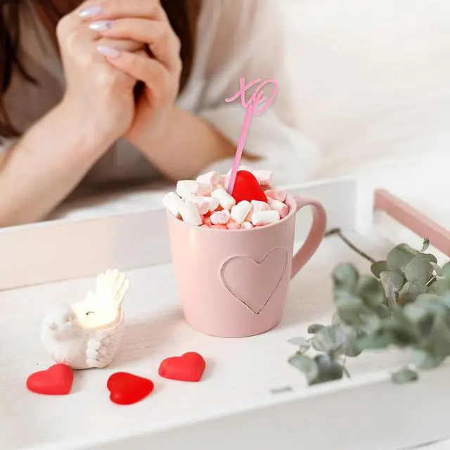 Alt view image 4 of 7 - FYSUIMU 40 Pcs Valentine's Day Drink Stirrers Stir Sticks Red Pink XO Reusable Cocktail Coffee Beverage Swizzle Sticks for Hot Cocoa Chocolate Bar Supplies Home Party Decor