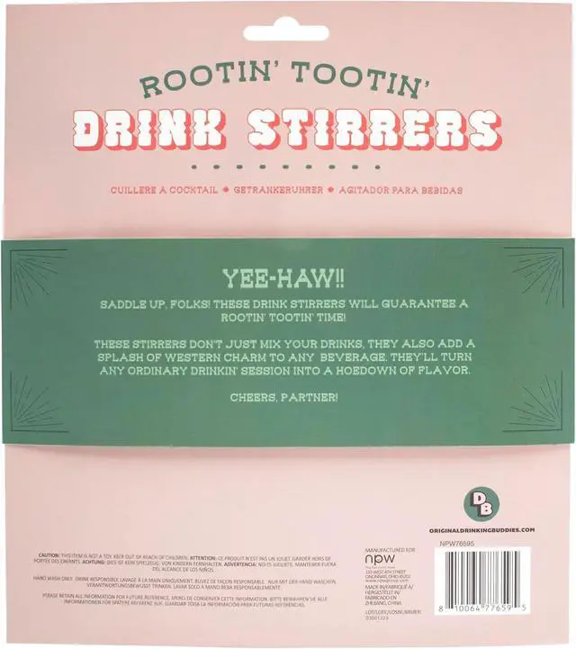 Alt view image 4 of 4 - NPW Drinking Buddies Rootin' Tootin' Drink Stirrers Set of 6, Cowboy Bachelorette Drink Stirrer Swizzle Sticks, Cocktail Mixing Drink Stirrer | Bachelorette Party Favors, Bach Party Supplies., Large