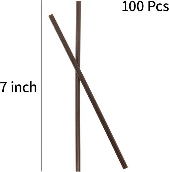 Alt view image 2 of 7 - 100 Individually Wrapped 7in Disposable Coffee Straw Stirrers, Three Hole Design, BPA Free, Plastic, Coffee Color