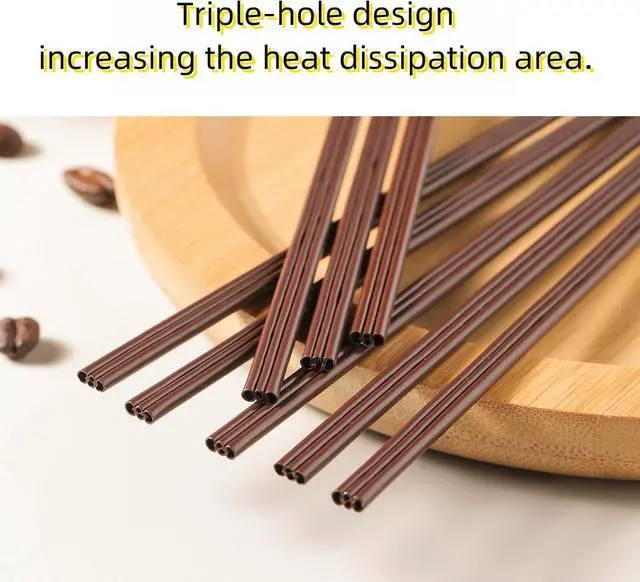 Alt view image 5 of 7 - 100 Individually Wrapped 7in Disposable Coffee Straw Stirrers, Three Hole Design, BPA Free, Plastic, Coffee Color