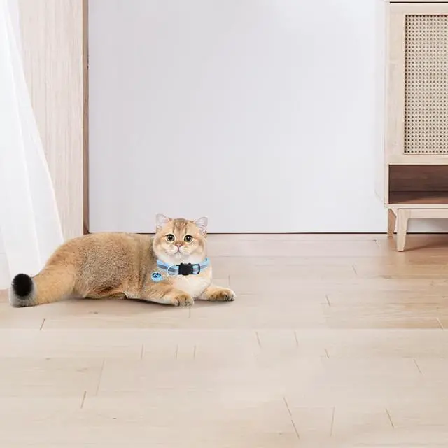 Alt view image 6 of 7 - MJIYA Reflective Cat Collar with Bell, Breakaway Grid Collar with Plastic Buckle, Girl Boy Pet Kitty Collars Adjustable 7.5-12.5 Inch (Light Blue)