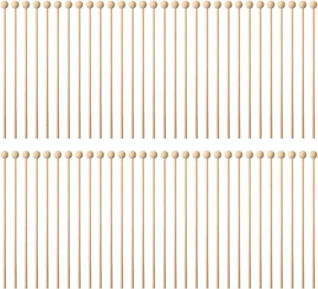 Main image of 120 Pack Rock Candy Sticks, 6 Inch Wood Cake Sticks with Ball, Wooden Drink Stirrers Swizzles Stick for Hard Rock Candy Chocolate Lollipop