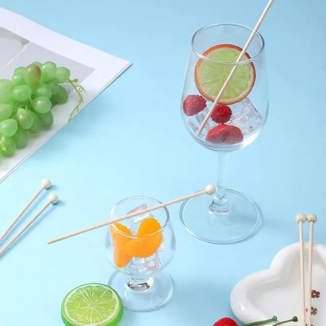 Alt view image 5 of 7 - 120 Pack Rock Candy Sticks, 6 Inch Wood Cake Sticks with Ball, Wooden Drink Stirrers Swizzles Stick for Hard Rock Candy Chocolate Lollipop