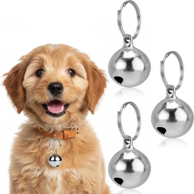 Main image of Larrel Bell for Dog Cat Collar, 3 Pcs Silver Dog Bells for Collar Removable Metal Dogs Charms for Collars Cute Lightweight Bell Pet Collars Accessories for Dogs Cat
