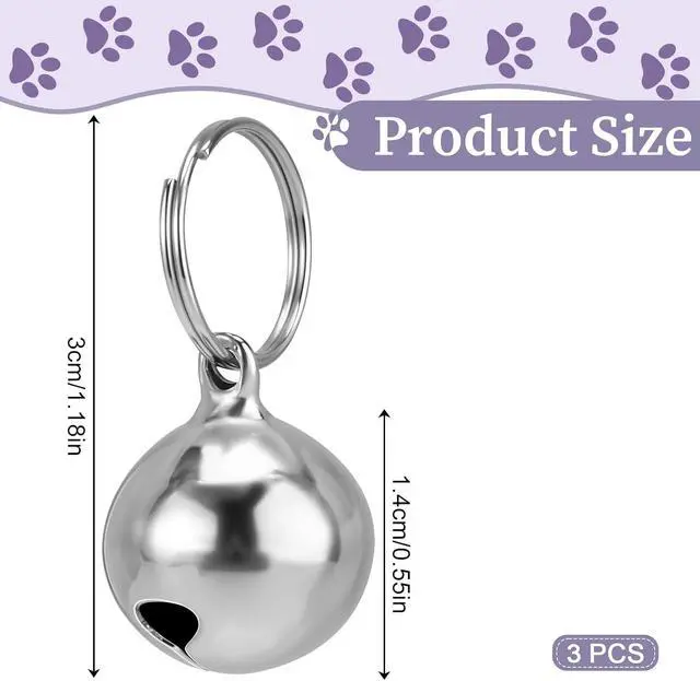 Alt view image 2 of 7 - Larrel Bell for Dog Cat Collar, 3 Pcs Silver Dog Bells for Collar Removable Metal Dogs Charms for Collars Cute Lightweight Bell Pet Collars Accessories for Dogs Cat