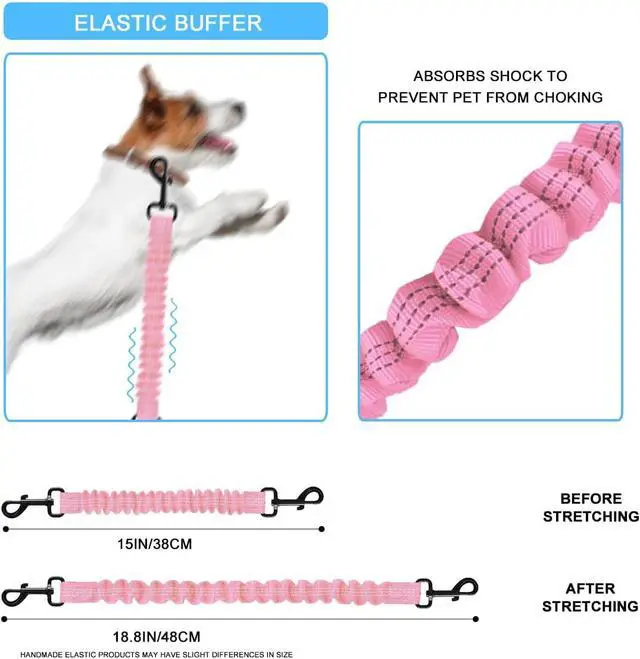 Alt view image 4 of 7 - Dog Seat Belt for Bike Basket, Shock Absorbing Lead Bicycle Safety Leash | Unique Quick-lock Device Fits Most Baskets, Elastic Buffer Prevents Your Pet from Choking, with Reflective Strips