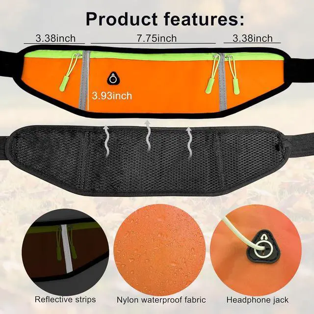 Alt view image 7 of 7 - Hands Free Dog Leash with Zipper Pouch,Reflective Dual Handles Retractable Bungee Waist Leash for Small and Medium Dog Walking, Jogging (Orange)