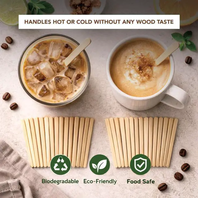 Alt view image 5 of 7 - Apremont 5.5 500 pcs Birchwood Coffee Stirrers Eco-Friendly Wooden Stir Sticks for Hot & Cold Drinks Compostable, Disposable, Natural Wood, Smooth Finish Bulk for Coffee Bar, Office, Cafe