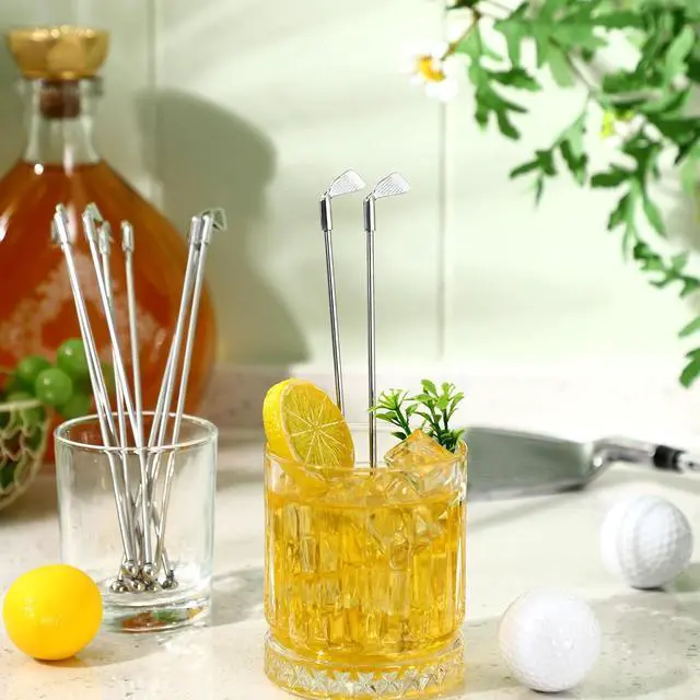 Alt view image 3 of 7 - Hushee 10 Pcs Metal Golf Cocktail Stirrers Swizzle Stir Sticks 7.87 Inch Reusable Drink Stirrer Sticks Party Decorations Golf Party Clubhouse and Outing Decorations