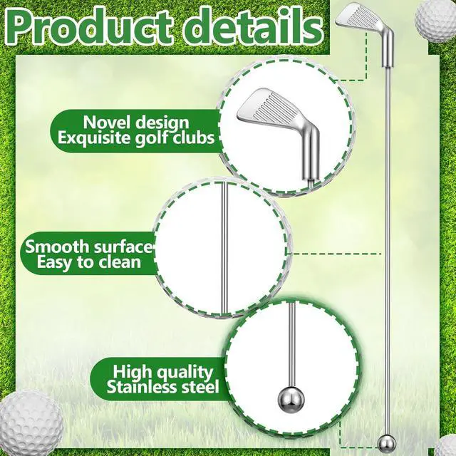 Alt view image 4 of 7 - Hushee 10 Pcs Metal Golf Cocktail Stirrers Swizzle Stir Sticks 7.87 Inch Reusable Drink Stirrer Sticks Party Decorations Golf Party Clubhouse and Outing Decorations